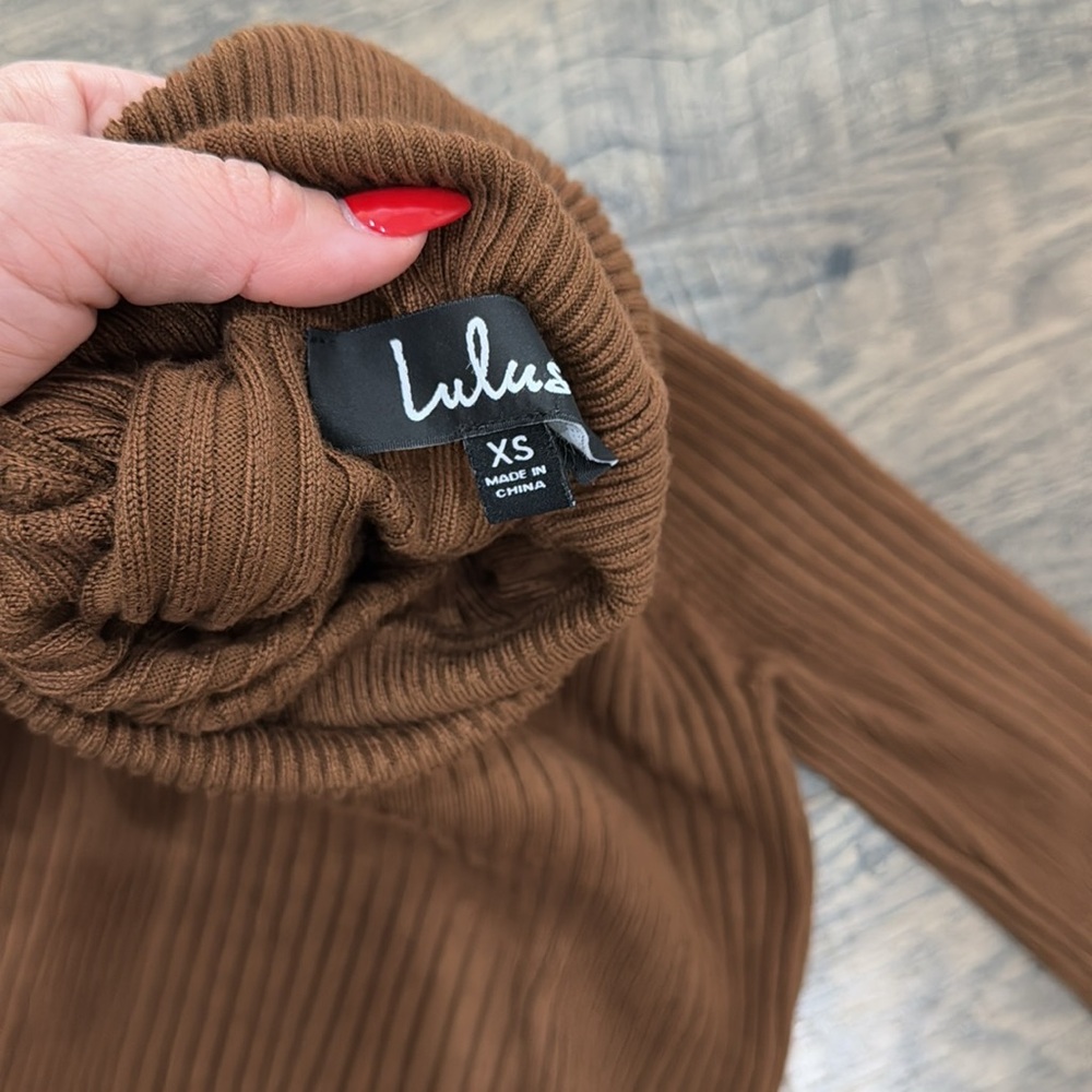 Lulus Chic Observations Brown Ribbed Turtleneck S… - image 5